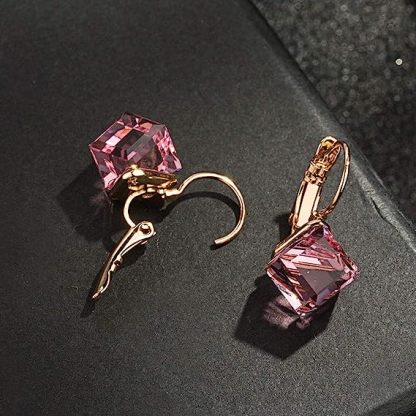 Barbiecore Crystal Drop Leverback Earrings