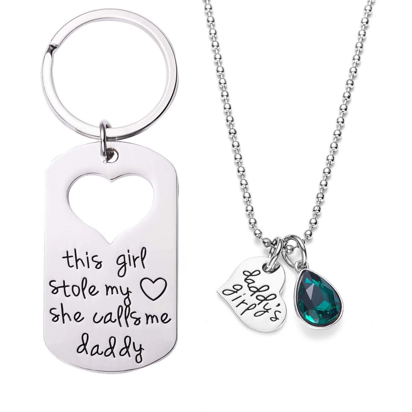 For Dad - Daddy's Girl Necklace and Keychain Set-37bracelet