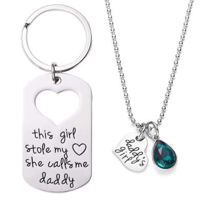 For Dad - Daddy's Girl Necklace and Keychain Set-37bracelet