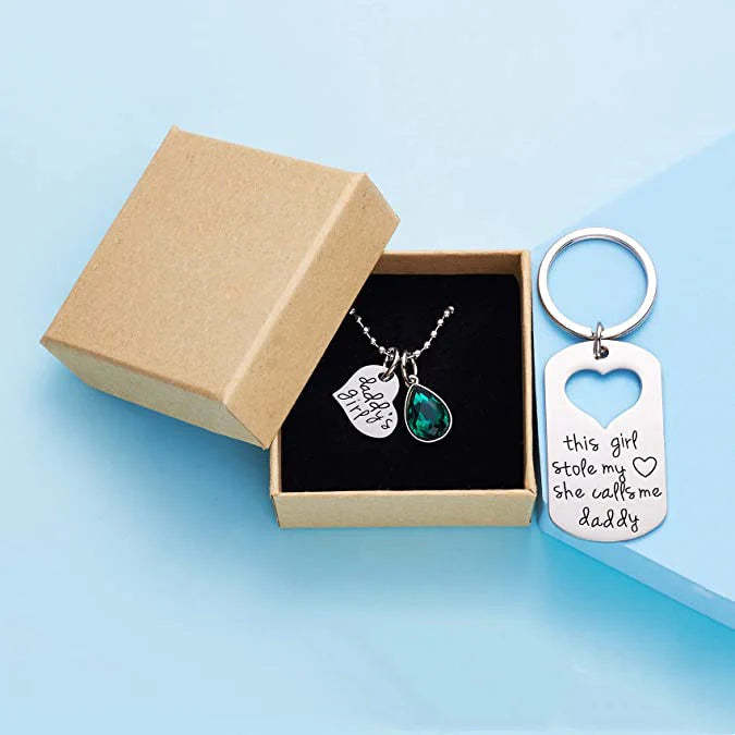 For Dad - Daddy's Girl Necklace and Keychain Set-37bracelet