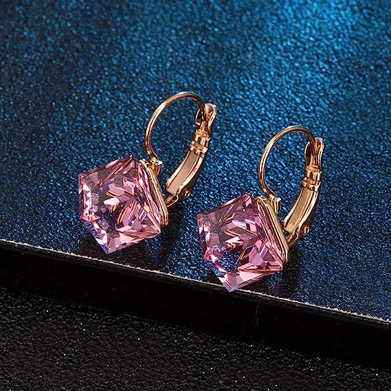 Barbiecore Crystal Drop Leverback Earrings