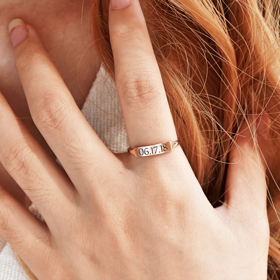 Custom Delicate Dainty Bar Ring