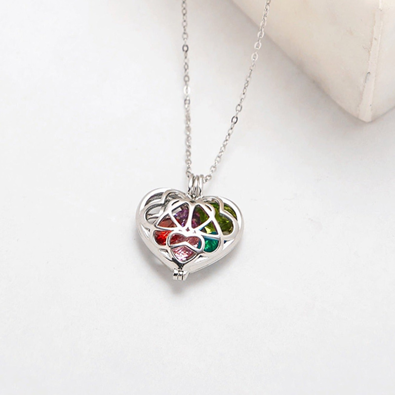 For Mother - Moms Can Keep Their Kids In The Heart Locket Birthstone Custom Necklace