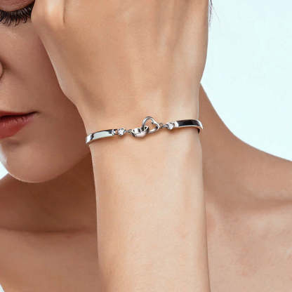 For Ddaughter - S925 Mother & Daughter Forever Linked Together Crystal Heart To Heart Bracelet-37bracelet