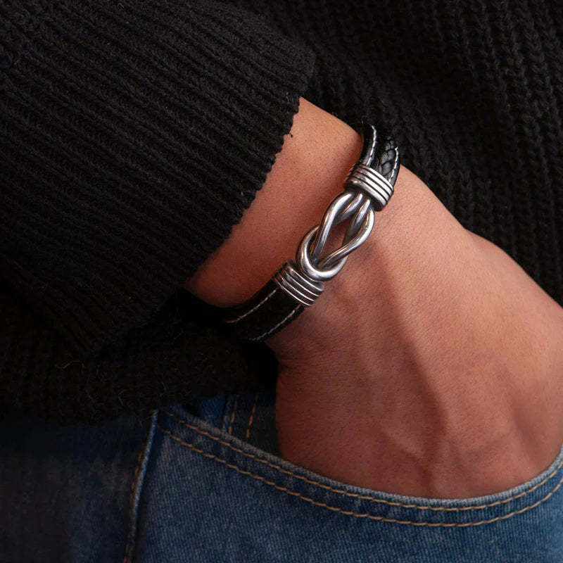 For Grandson - Grandmother and Grandson Forever Linked Together Black Knot Bracelet-37bracelet