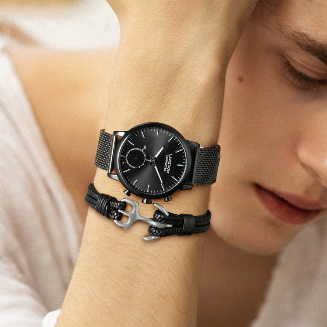 For Love - Thank you for being My Anchor Black Bracelet