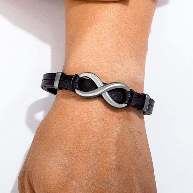 For Husband - I Love You Until Infinity Runs Out Leather Bracelet-37bracelet