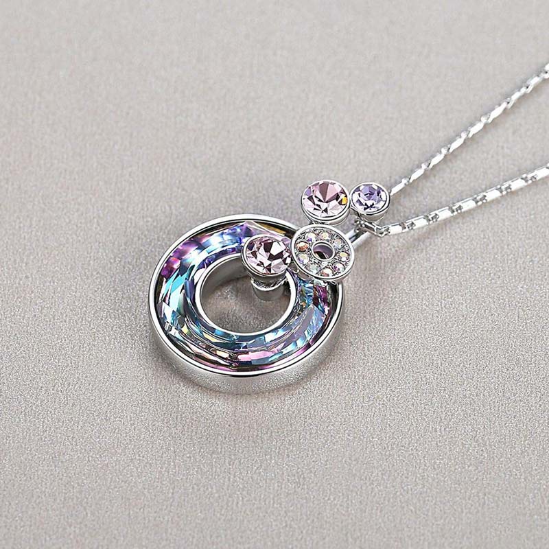 For Granddaughter - S925 Your Life is a Canvas Crystal Bubble Round Necklace