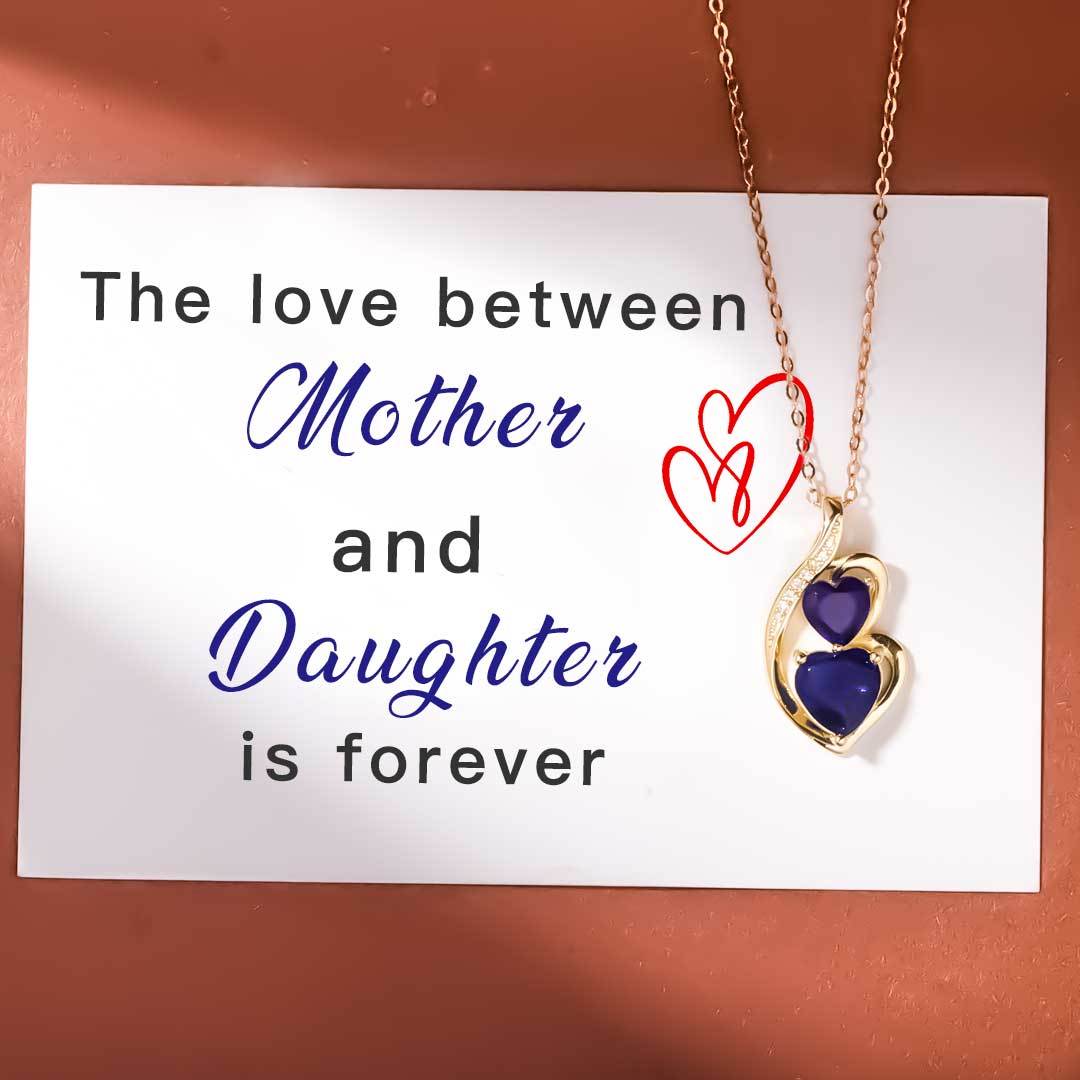 For Daughter - S925 The Love Between Mother and Daughter is Forever Blue Hearts Crystal Necklace