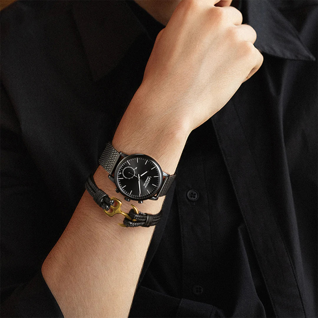 For Love - Thank you for being My Anchor Black Bracelet