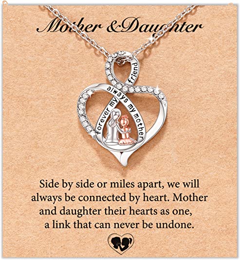 For Daughter - S925 We Will Always be Connected by Heart Infinity Heart Necklace-37bracelet