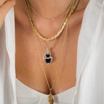 For Daughter - S925 The Love Between Mother and Daughter is Forever Blue Hearts Crystal Necklace