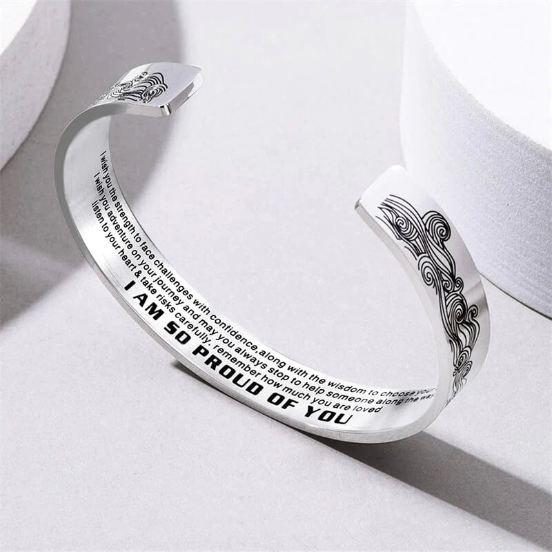 For Granddaughter - I Am So Proud Of You Wave Cuff Bracelet-37bracelet