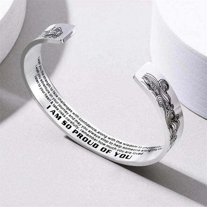 For Granddaughter - I Am So Proud Of You Wave Cuff Bracelet-37bracelet