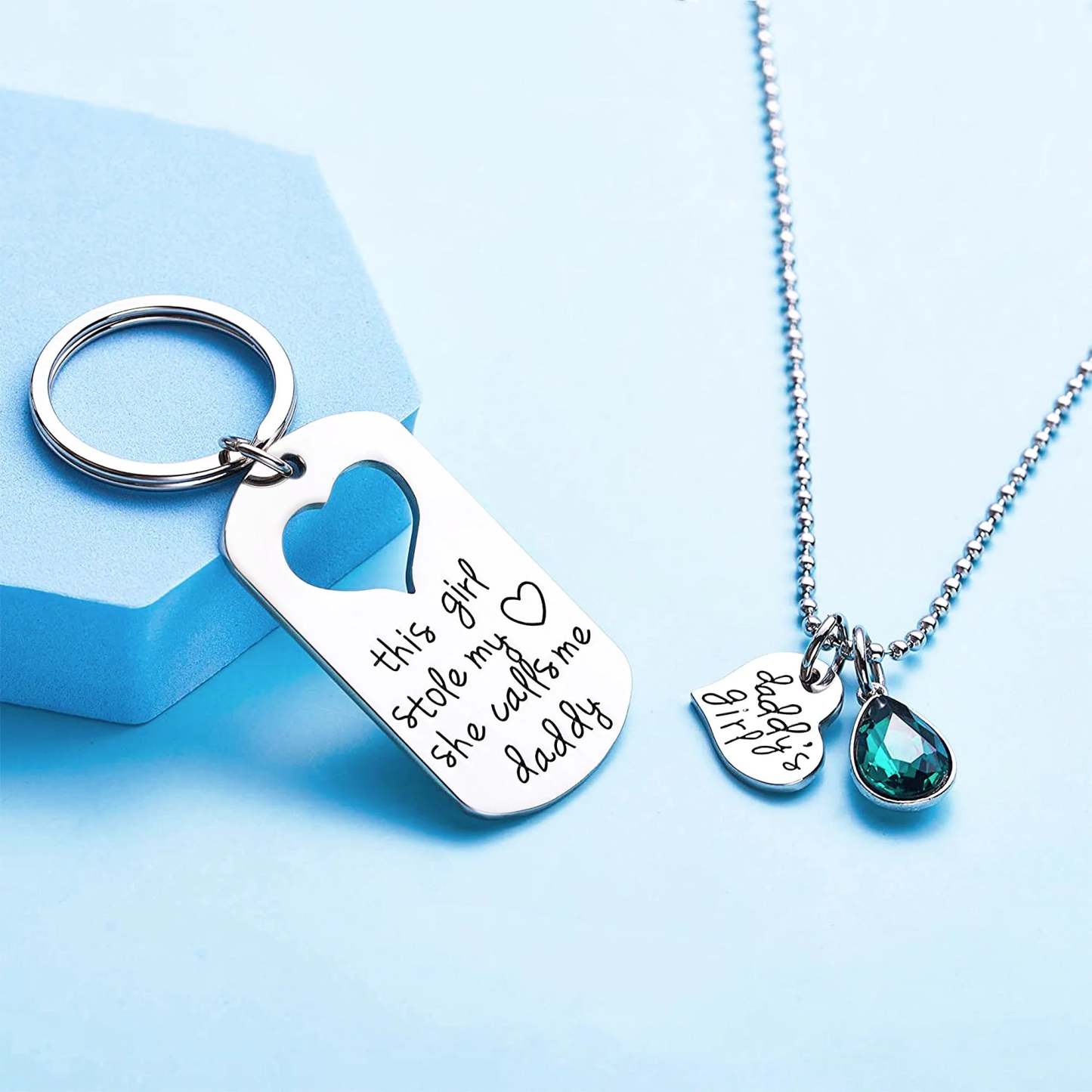 For Dad - Daddy's Girl Necklace and Keychain Set-37bracelet