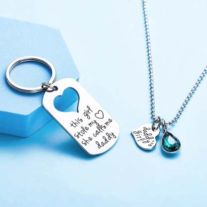 For Dad - Daddy's Girl Necklace and Keychain Set-37bracelet