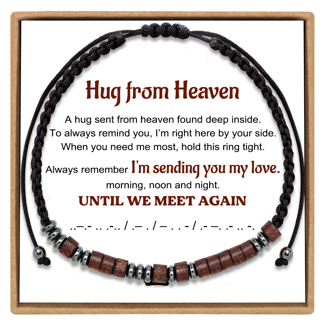 For Memorial -Hug from Heaven Until We Meet Again Morse Code Beads Bracelet