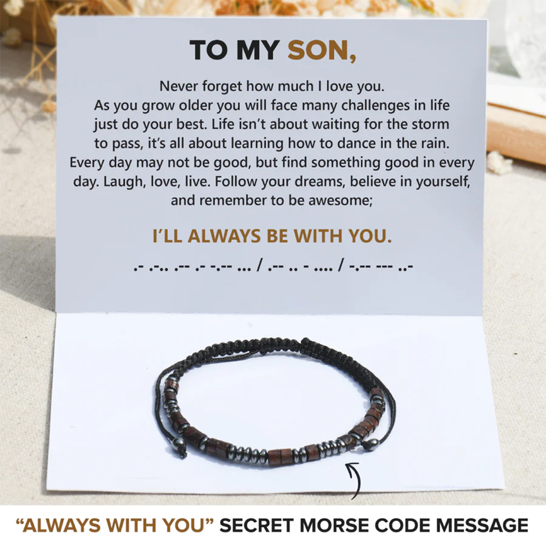 For Son - Never Forget How Much I love You Morse Code Beads Bracelet