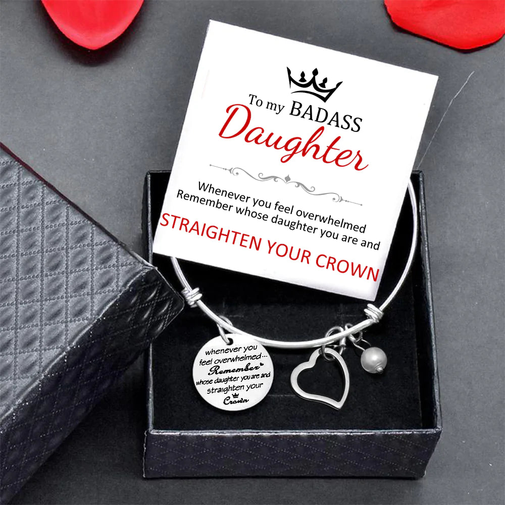 For Daughter - Whenever You Feel Overwhelmed...Crown Bangle-37bracelet