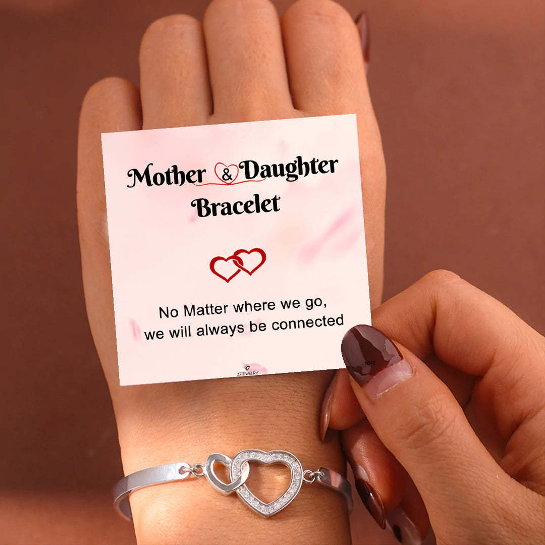 For Daughter - No Matter Where We Go, We Will Always Be Connected Heart To Heart Bracelet-37bracelet