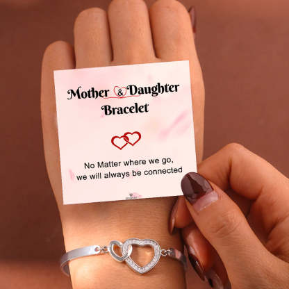 For Daughter - No Matter Where We Go, We Will Always Be Connected Heart To Heart Bracelet-37bracelet