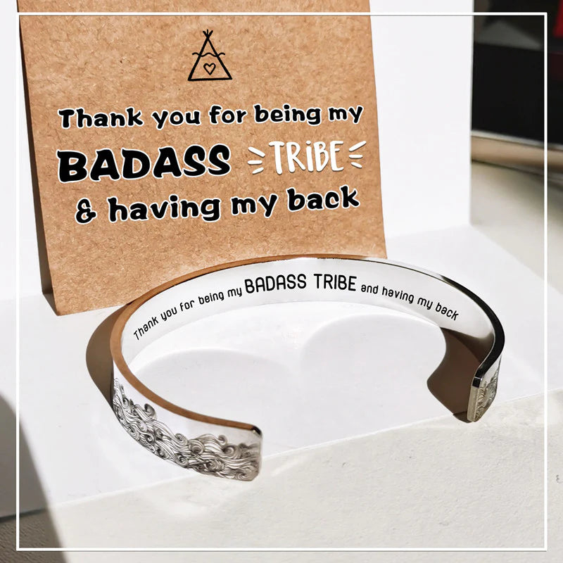 For Friends - Thank You For Being My Badass Tribe Wave Cuff Bracelet-37bracelet