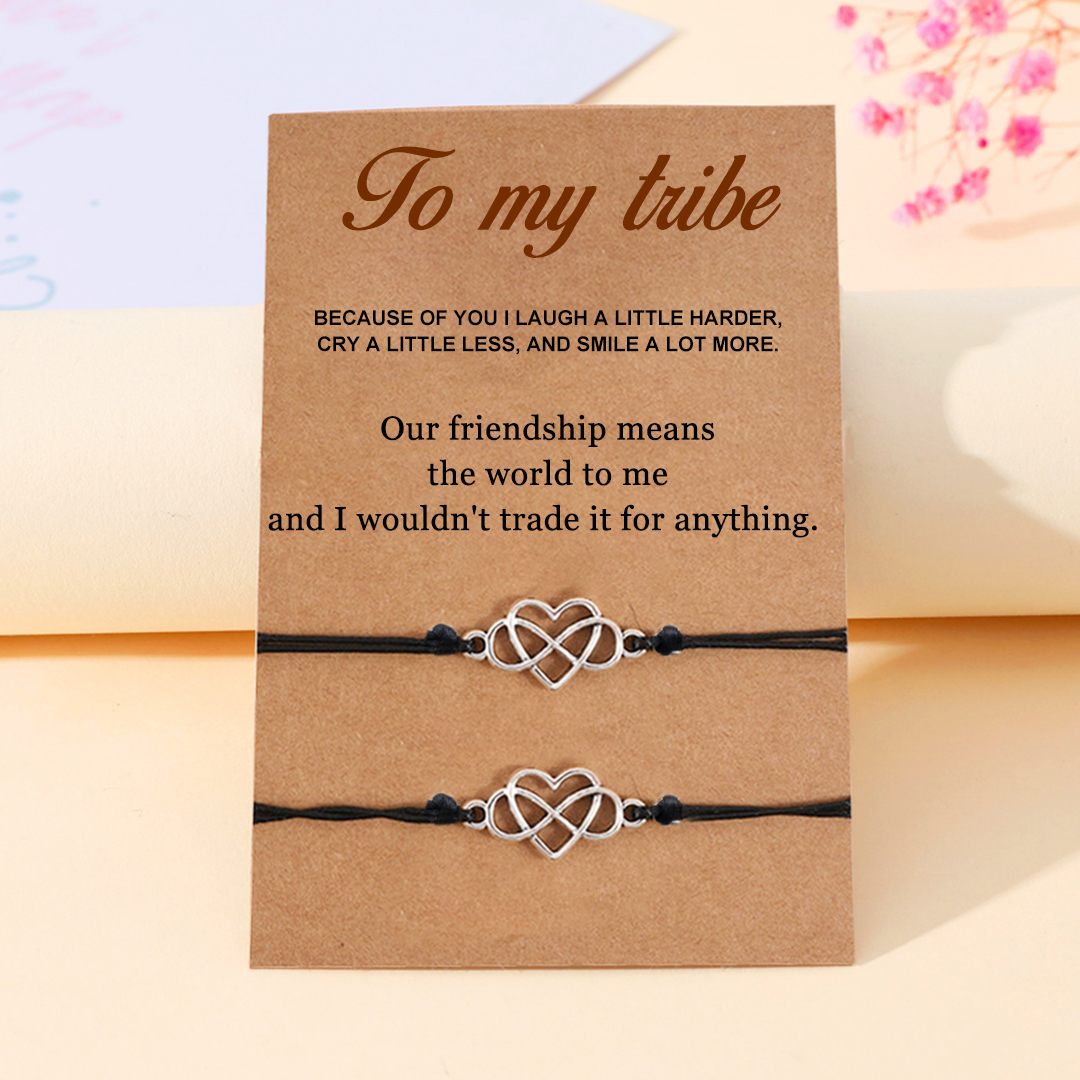 For Friend - Our Friendship Means the World to Me Infinity Heart String Bracelet
