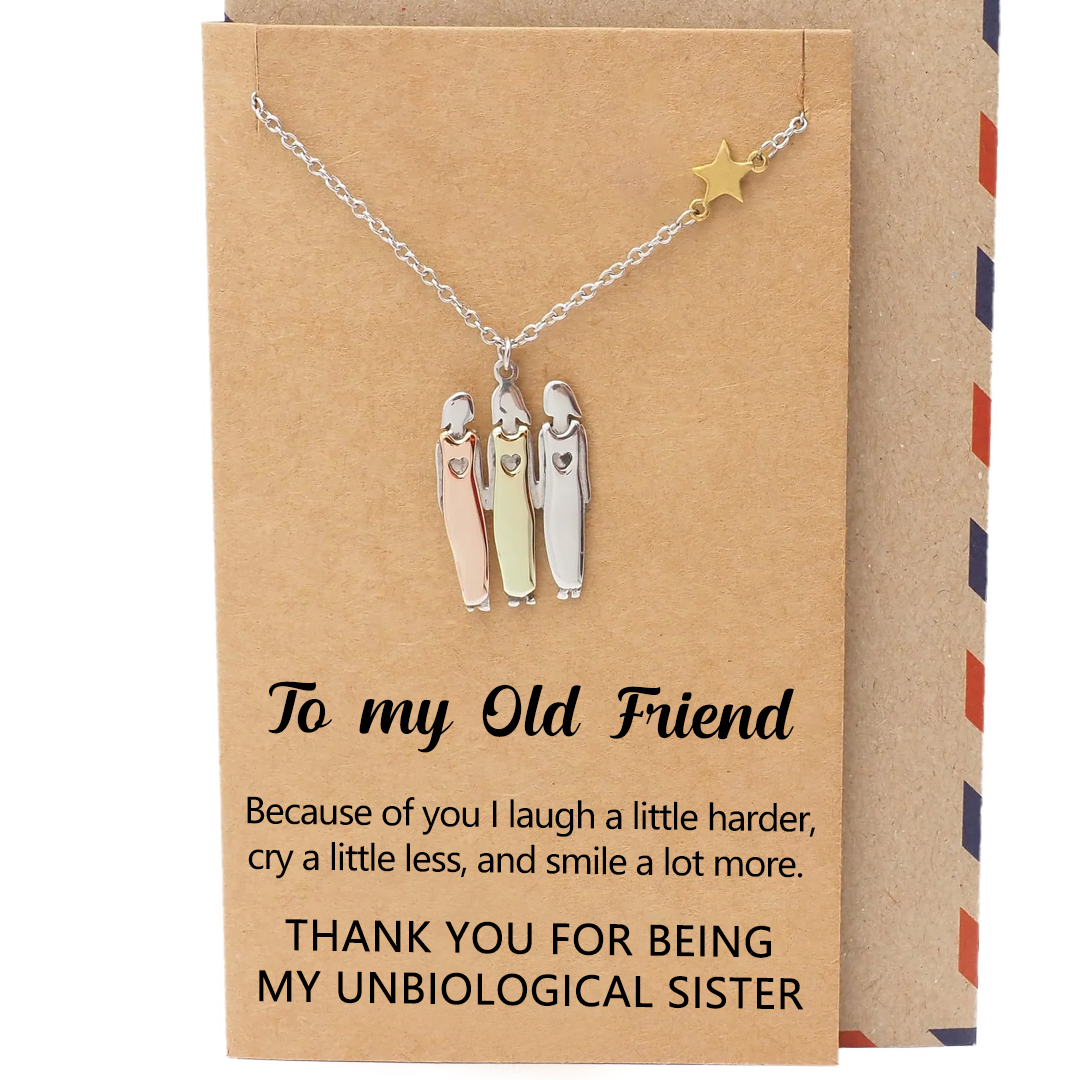 For Friend - Thank You For Being My Unbiological Sister Sister Star Pendant Necklace