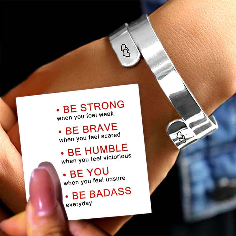 For Daughter - Be Strong, Be Brave, Be Humble, Be You Be BADASS Everyday Wave Cuff Bracelet-37bracelet