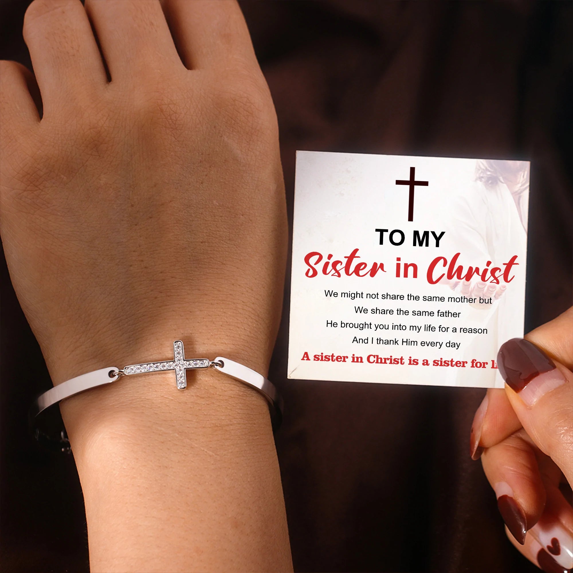 For Friend - A Sister In Christ is A Sister in Life Cross Bracelet-37bracelet