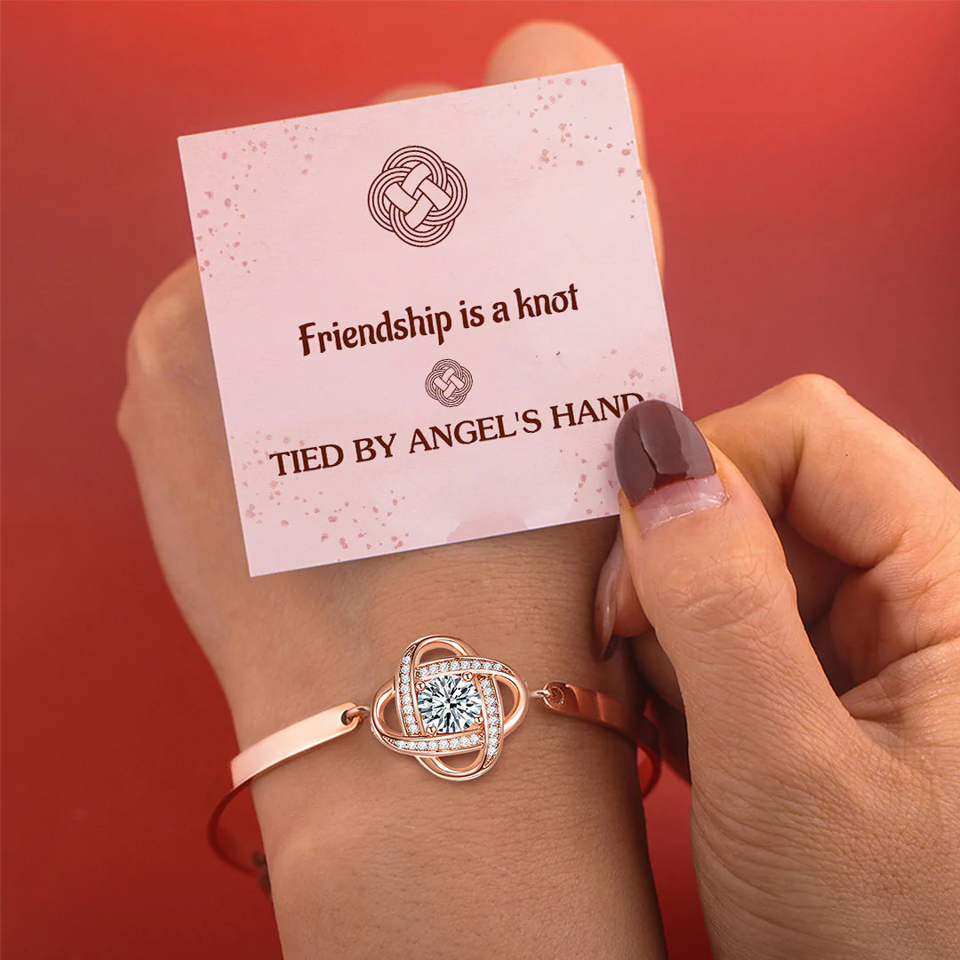 For Friend - Friendship Is A Knot Tied By Angel's Hand Diamond Knot Bracelet-37bracelet