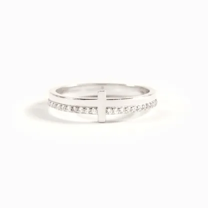 For Daughter - Whenever You Feel Overwhelmed, Always Remember To Pray On It Engraved Diamond Cross Ring