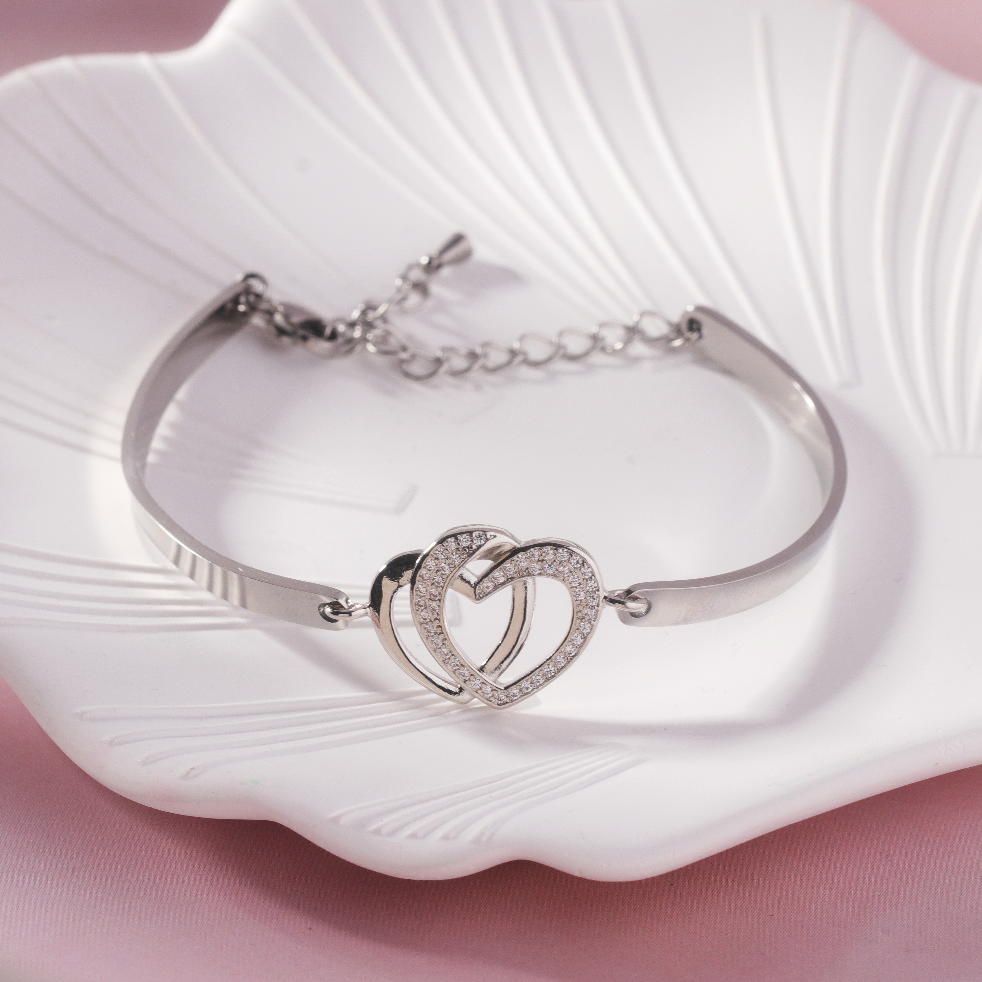 For Love - We are connected heart to heart Metal Bracelet