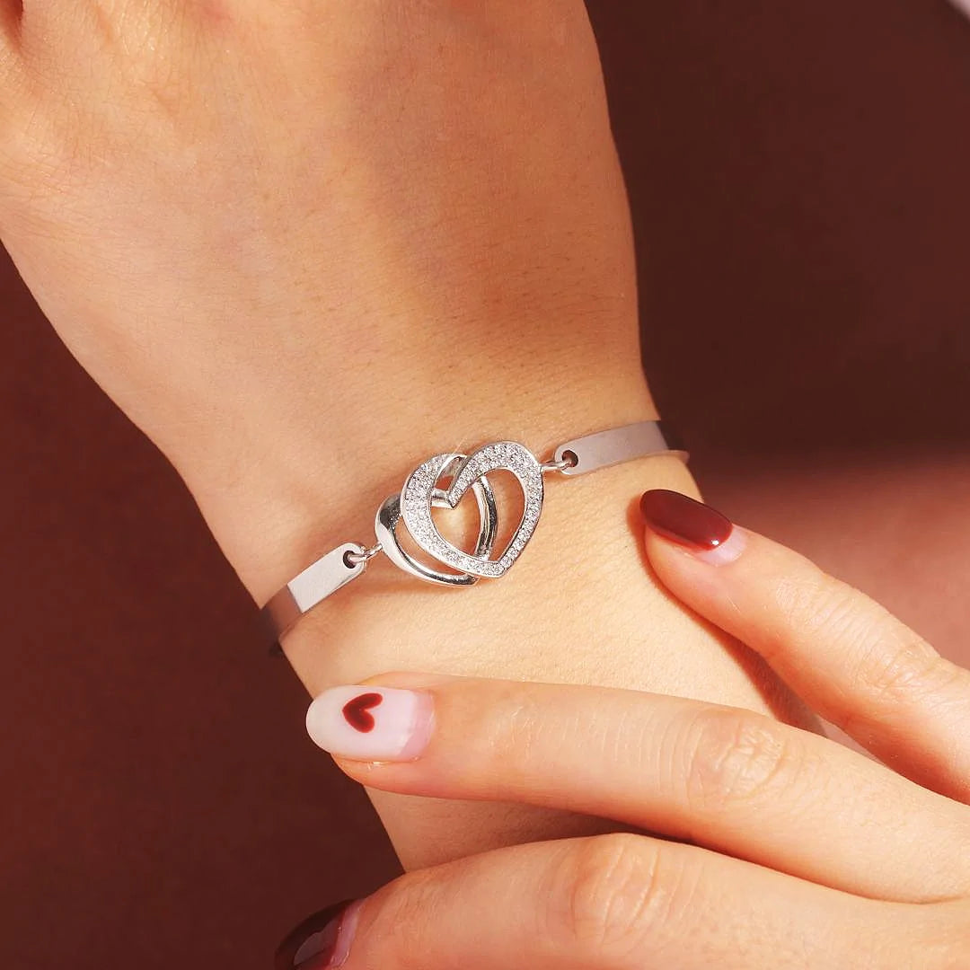Mother & Daughter Forever Linked Together Heart to Heart Bracelet
