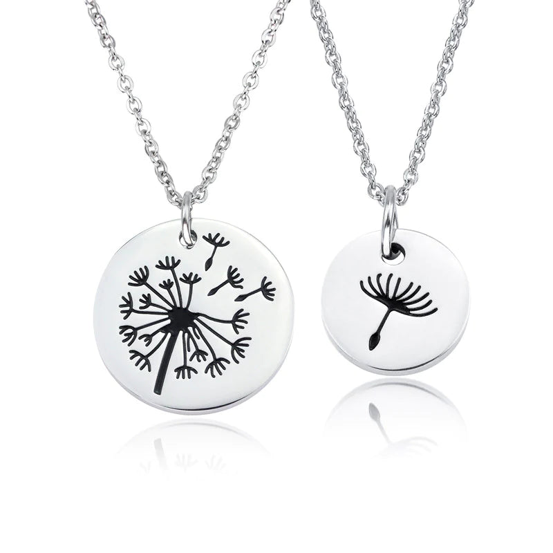 For Mother & Daughter - The Love Between Mother & Daughter Is Forever Circle Dandelion Pendant Necklace