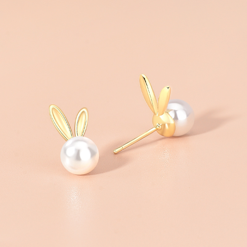 Easter - Bunny Pearl Stud Earrings