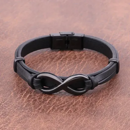 For Son - Mother & Son Forever Linked Together Infinity Leather Bracelet