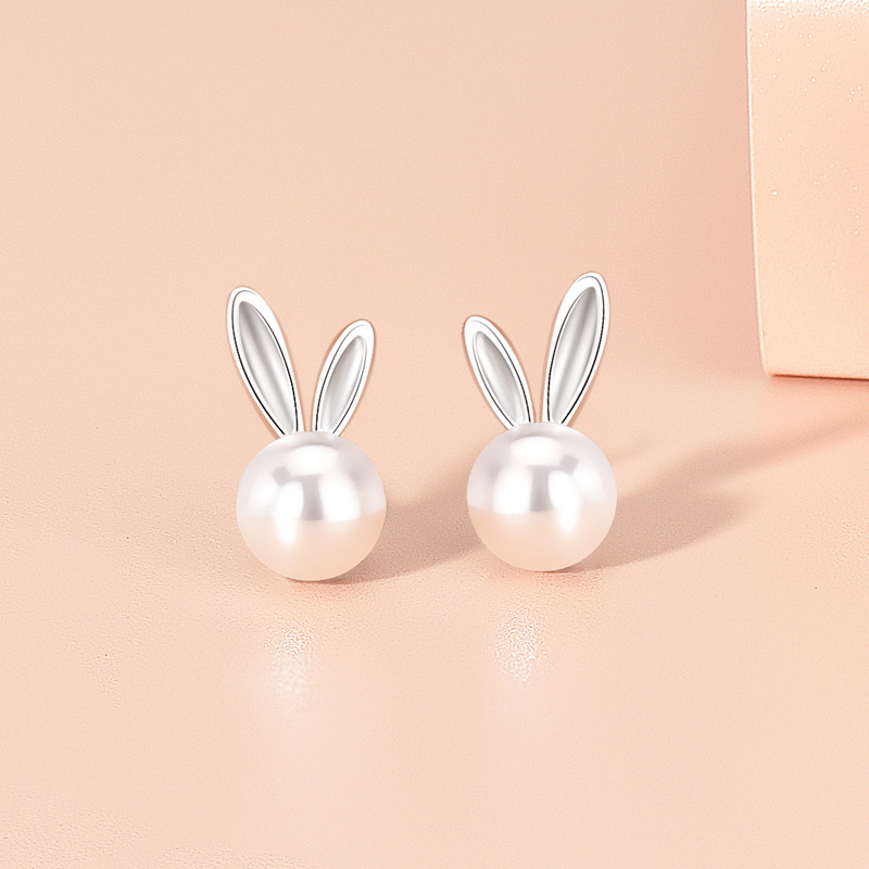 Easter - Bunny Pearl Stud Earrings