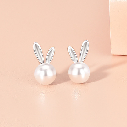 Easter - Bunny Pearl Stud Earrings