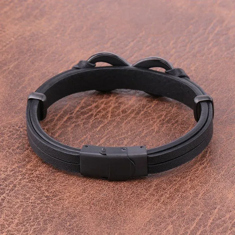 For Son - Mother & Son Forever Linked Together Infinity Leather Bracelet
