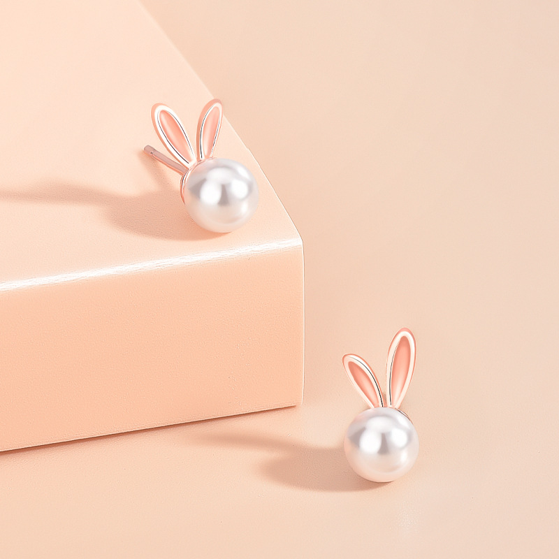 Easter - Bunny Pearl Stud Earrings