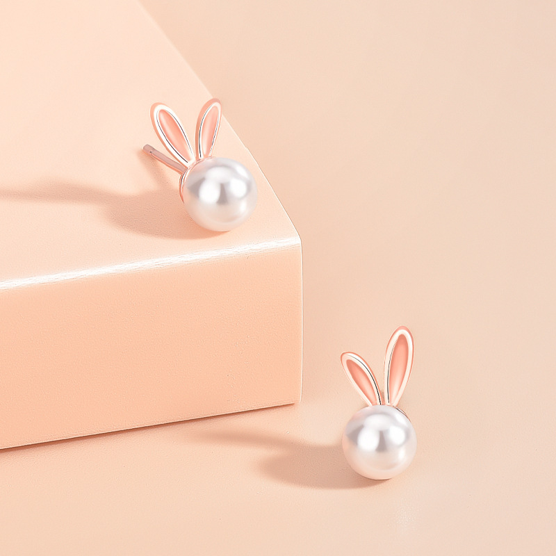 Easter - Bunny Pearl Stud Earrings