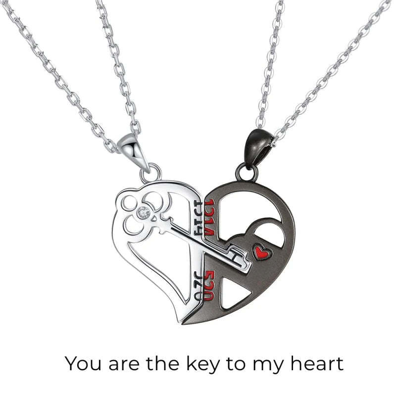 For Love - You Hold My Key Heart Couple Necklaces