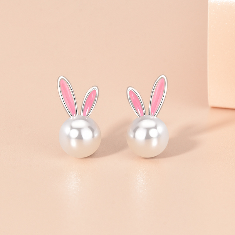 Easter - Bunny Pearl Stud Earrings