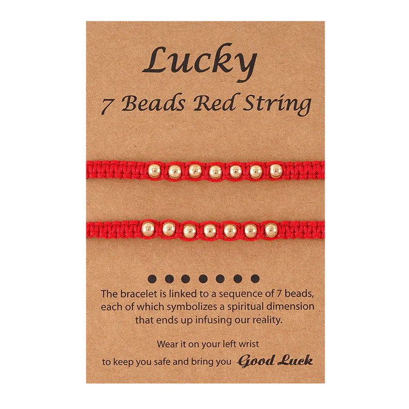 Seven Golden Beads Lucky Red Bracelet