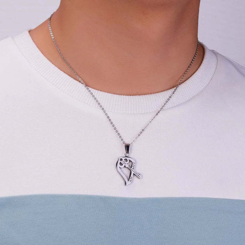 For Love - You Hold My Key Heart Couple Necklaces