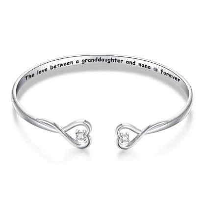 For Granddaughter - The Love Between A Granddaughter And Nana Is Forever Double Heart Bracelet-37bracelet