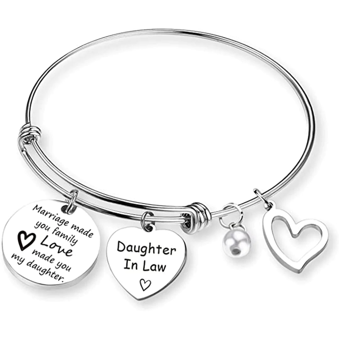 For Daughter-in-law - Marriage Made You Family Love Made You My Daughter Bangle Bracelet-37bracelet