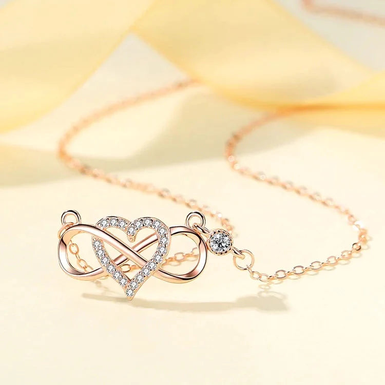 For Granddaughter/Daughter - S925 Always Keep Me in Your Heart for You are Always in Mine Infinity Love Necklace-37bracelet