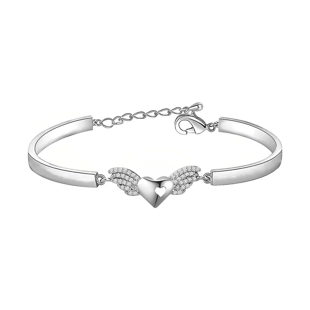 For Memorial - A Piece Of My Heart Lives In Heaven Heart Wings Bracelet